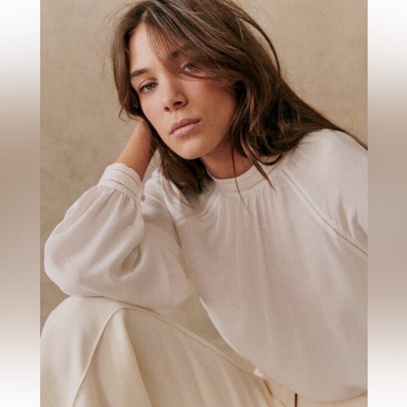 Sézane Utopie Silk Blouse Cream Ecru Long Sleeve EU 40 US 8 - Picture 2 of 16